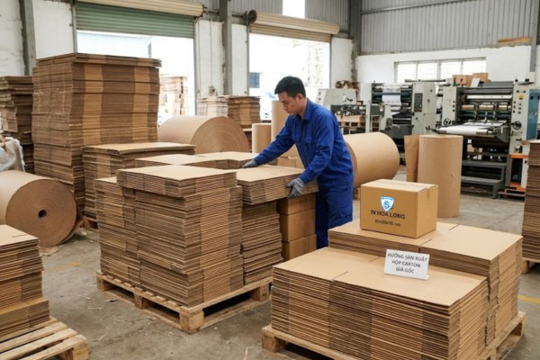 Hộp carton đóng hàng tại xưởng