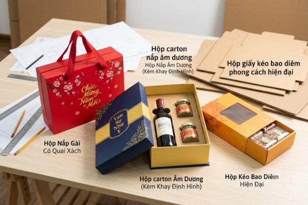 Mẫu hộp carton đựng quà tết đa dạng kiểu dáng