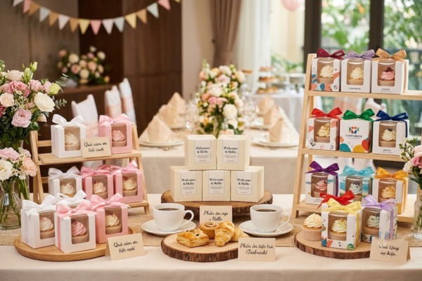 Mẫu hộp cupcake 1 bánh tặng quà cảm ơn