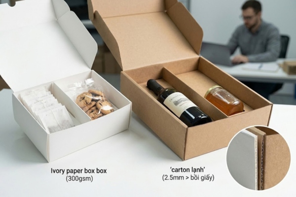 Mẫu hộp giấy 2 ngăn chất liệu cứng cáp
