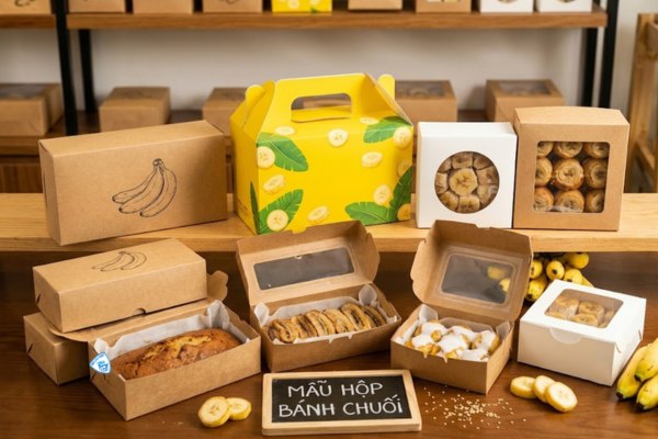 Mẫu hộp giấy đựng bánh chuối đẹp mắt