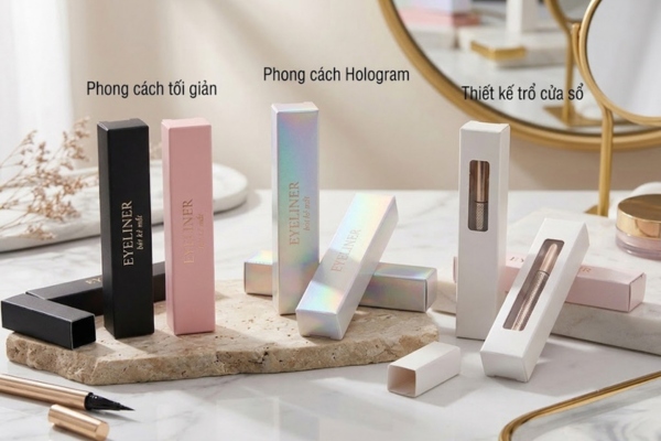 Mẫu hộp giấy đựng bút kẻ mắt sang trọng