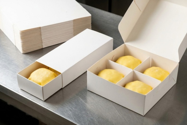 Mẫu in hộp giấy đựng bánh crepe chia vách ngăn
