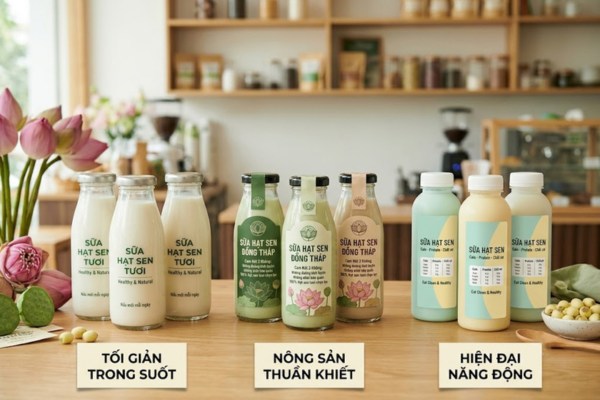 Mẫu in tem nhãn sữa hạt sen theo từng phong cách