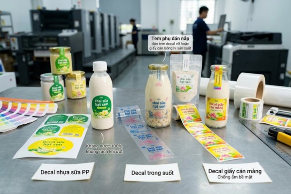 Mẫu in tem nhãn sữa hạt sen đẹp mắt