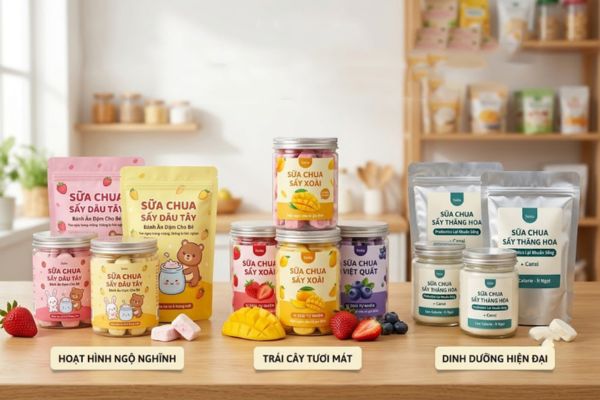 Mẫu in tem sữa chua sấy bắt mắt
