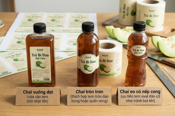 Mẫu in tem trà bí đao đa dạng hình dáng