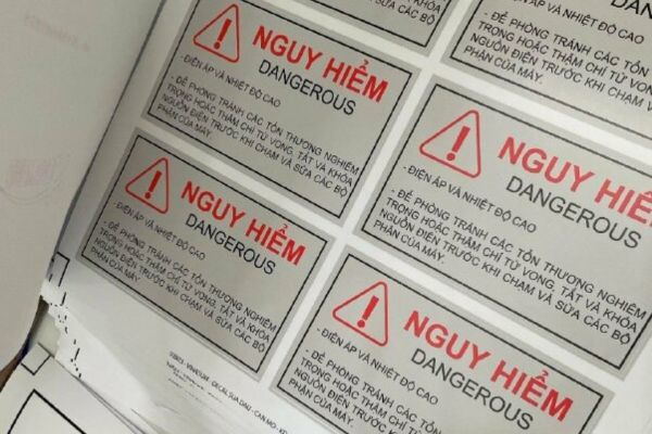 In tem cảnh báo nguy hiểm theo yêu cầu