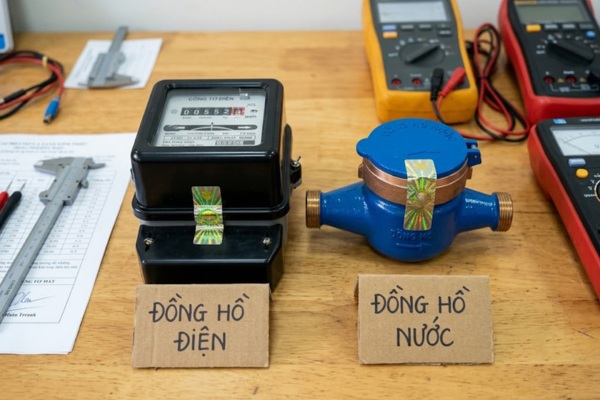 Mẫu tem kiểm định đồng hồ nước và đồng hồ điện