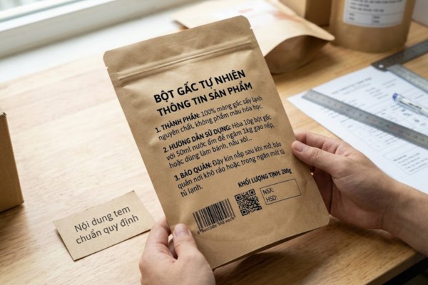 Thiết kế nội dung tem nhãn bột gấc chuẩn