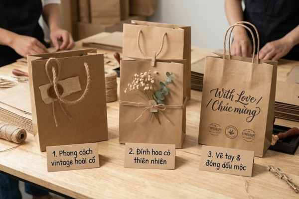 Mẫu túi giấy handmade mộc mạc