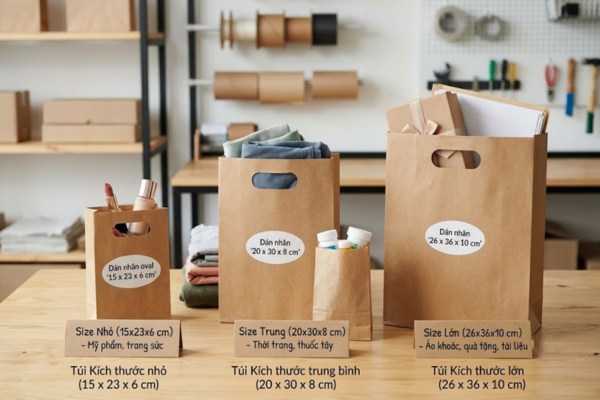 Kích thước túi giấy kraft hột xoài
