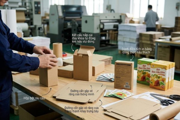 Quy cách đóng gói hộp bột rau câu đẹp mắt