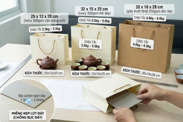 Thông số in túi giấy đựng ấm chén